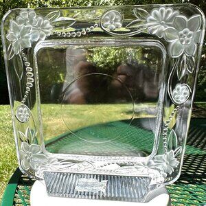 Vintage 5th Avenue Square Clear Crystal Illusions Picture Frame Raised Floral De